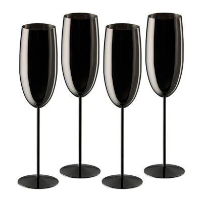 Copas de champán WOODENFURN, acero inoxidable, juego de 4