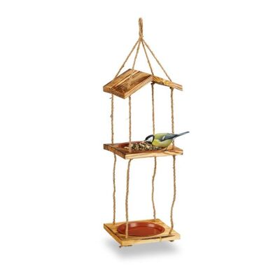 WOODENFURN bird feeding station with 2 bowls