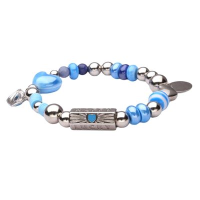 Bracelet LizzyMae en acier inoxydable avec breloque argentée bleue