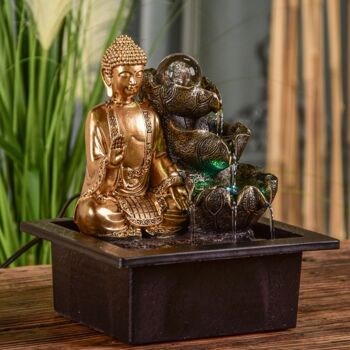 Fontaine d'Intérieur - Arya - Lumière Led Colorée - Statuette Bouddha Déco - Ecoulement Cascade - Idée Cadeau 5