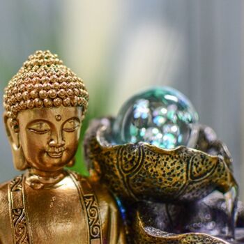 Fontaine d'Intérieur - Arya - Lumière Led Colorée - Statuette Bouddha Déco - Ecoulement Cascade - Idée Cadeau 7