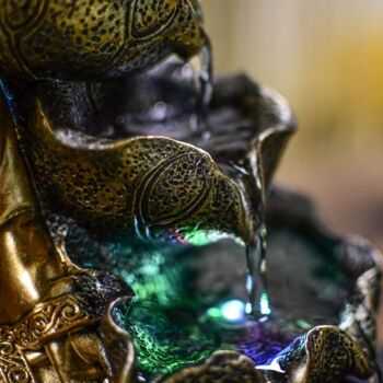 Fontaine d'Intérieur - Arya - Lumière Led Colorée - Statuette Bouddha Déco - Ecoulement Cascade - Idée Cadeau 10