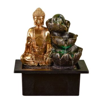 Fontaine d'Intérieur - Arya - Lumière Led Colorée - Statuette Bouddha Déco - Ecoulement Cascade - Idée Cadeau 11