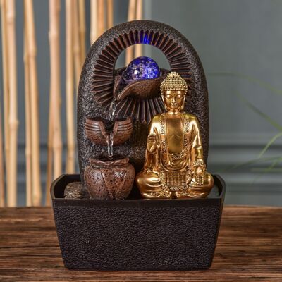 Fontaine d'Intérieur - Bhava - Bouddha Amovible – Idée Cadeau - Objet Déco Zen Bouddhisme - Lumière LED Colorée