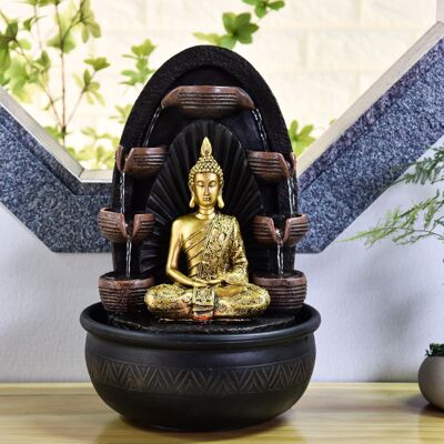 Fontaine d'Intérieur - Chakra - Lumière Led et Statue Bouddha Amovible - Grand Modèle - Idée Décoration et Cadeau Zen