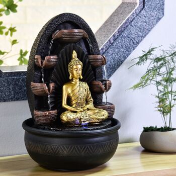 Fontaine d'Intérieur - Chakra - Lumière Led et Statue Bouddha Amovible - Grand Modèle - Idée Décoration et Cadeau Zen 2