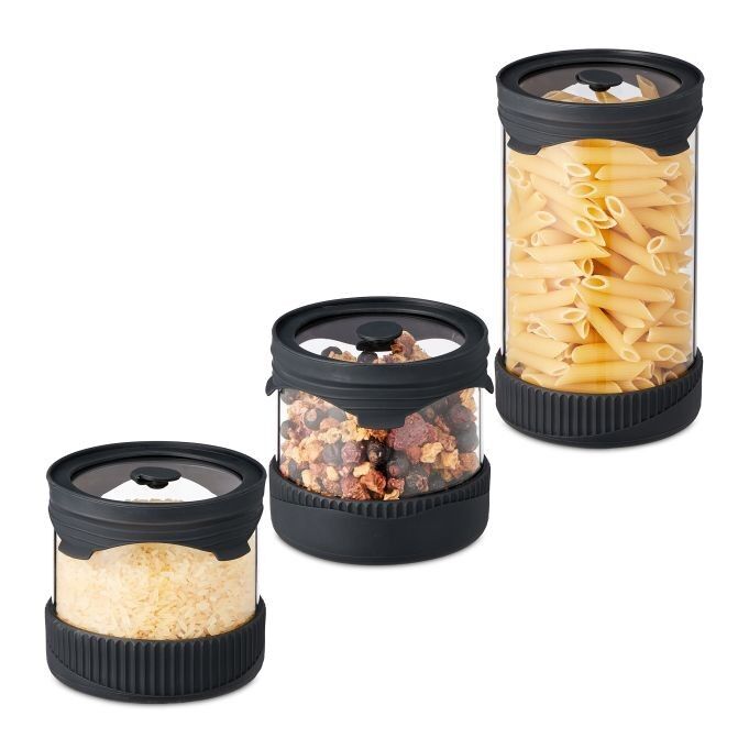 WOODENFURN storage jars with lids, set of 3