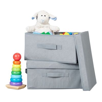 WOODENFURN set di 2 scatole portaoggetti in tessuto non tessuto