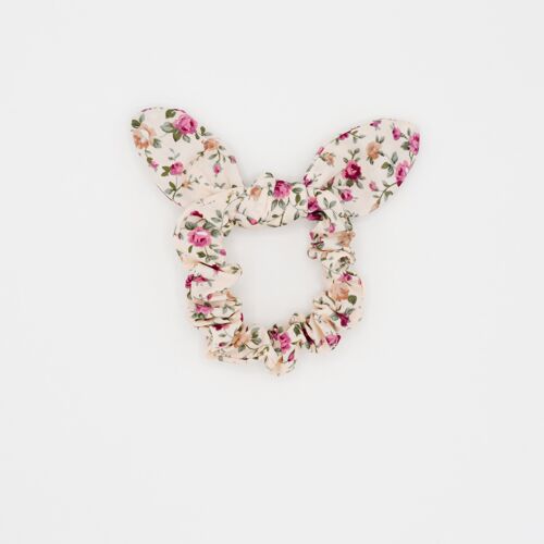 Katoenen scrunchie met strikje Emma bloemenprint