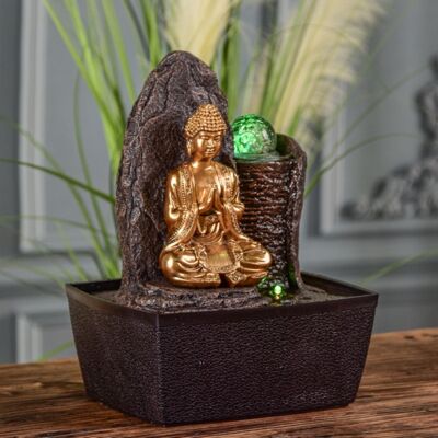 Fontaine d'Intérieur - Haka - Déco Statuette Bouddha Amovible - Lumière Led Colorée - Idée Cadeau