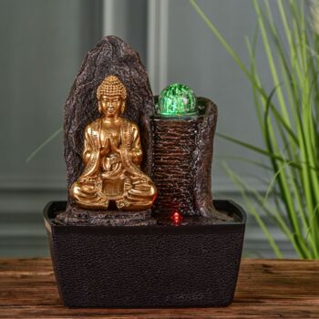 Fontaine d'Intérieur - Haka - Déco Statuette Bouddha Amovible - Lumière Led Colorée - Idée Cadeau 5