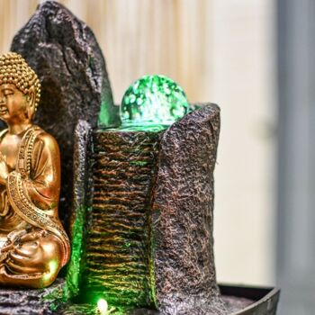 Fontaine d'Intérieur - Haka - Déco Statuette Bouddha Amovible - Lumière Led Colorée - Idée Cadeau 8