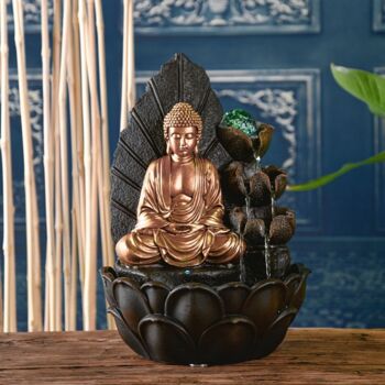 Fontaine d'Intérieur - Hartha - Zen Ecoulement en Cascade - Statue Bouddha Lumière Led - Idée Cadeau Décoration 3