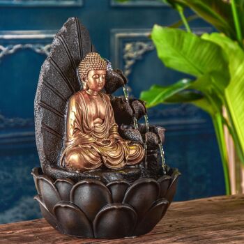 Fontaine d'Intérieur - Hartha - Zen Ecoulement en Cascade - Statue Bouddha Lumière Led - Idée Cadeau Décoration 4