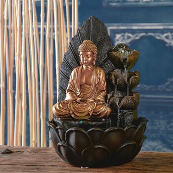 Fontaine d'Intérieur - Hartha - Zen Ecoulement en Cascade - Statue Bouddha Lumière Led - Idée Cadeau Décoration 5