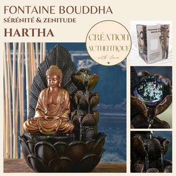 Fontaine d'Intérieur - Hartha - Zen Ecoulement en Cascade - Statue Bouddha Lumière Led - Idée Cadeau Décoration 1