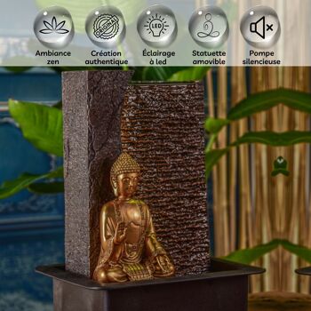 Cadeaux Fête des Mères - Fontaine d'Intérieur - Jati - Statue Bouddha Amovible - Lumière Led Blanche - Ambiance Zen et Relaxante - Utilisation Facile 2