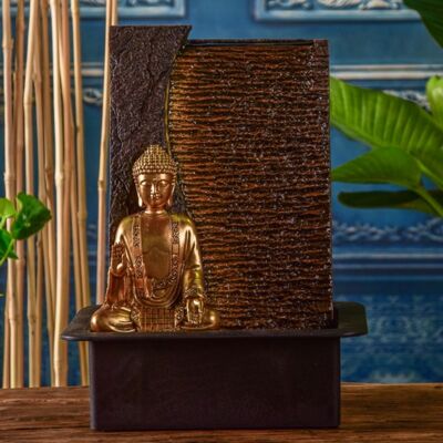 Fontaine d'Intérieur - Jati - Statue Bouddha Amovible - Lumière Led Blanche - Ambiance Zen et Relaxante - Utilisation Facile
