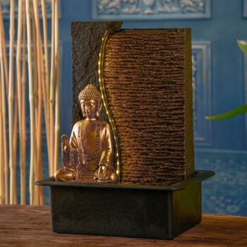 Cadeaux Fête des Mères - Fontaine d'Intérieur - Jati - Statue Bouddha Amovible - Lumière Led Blanche - Ambiance Zen et Relaxante - Utilisation Facile 6