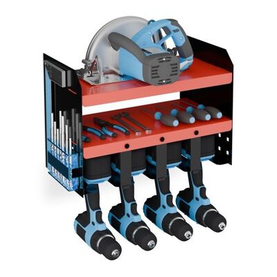 Contenitore portautensili da parete WOODENFURN per 4 cacciaviti a batteria