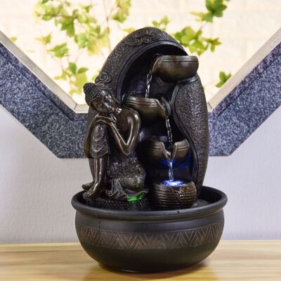 Indoor Fountain - Krishna - Buddha Statuette and Relaxing Atmosphere - Waterfall Water Flow - Decorative Gift Idea