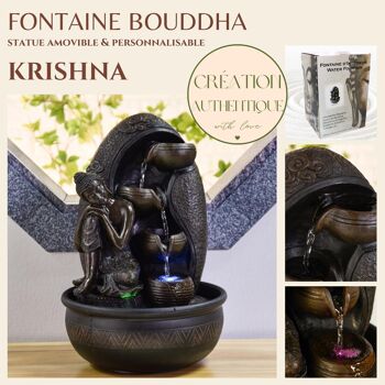 Fontaine d'Intérieur - Krishna - Statuette Bouddha et Ambiance Détente - Ecoulement d'Eau Cascade - Idée Cadeau Déco 1