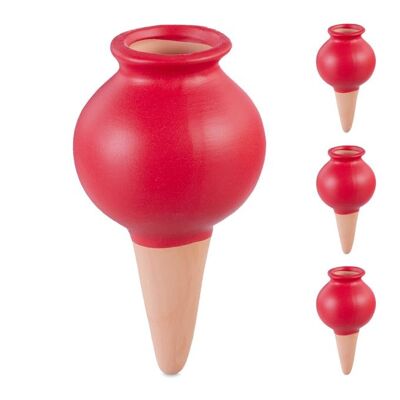 Lot de 4 piquets d'arrosage en argile WOODENFURN Rouge