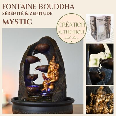 Zimmerbrunnen - Mystic - Ganesh Statuette - Farbiges LED Licht - Ideales Dekorationsobjekt - Geschenkidee zur Entspannung