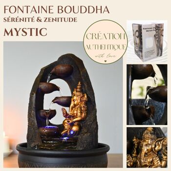 Fontaine d'Intérieur - Mystic - Statuette Ganesh - Lumière Led Colorée - Ideal Objet de Décoration - Idée Cadeau Detente 1
