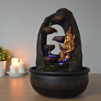 Fontaine d'Intérieur - Mystic - Statuette Ganesh - Lumière Led Colorée - Ideal Objet de Décoration - Idée Cadeau Detente 8