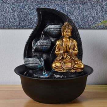 Fontaine d'Intérieur - Praya - Statuette Bouddha Amovible - Lumière Led Colorée - Ambiance Relaxante - Idée Déco 4