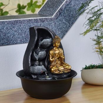Fontaine d'Intérieur - Praya - Statuette Bouddha Amovible - Lumière Led Colorée - Ambiance Relaxante - Idée Déco 5