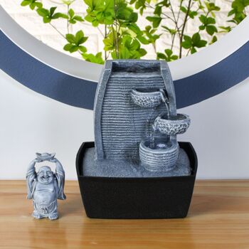 Fontaine d'Intérieur - Rieur - Statuette Bouddha Amovible - Accessoire Déco Zen - Lumière Led Colorée - Idée Cadeau 2