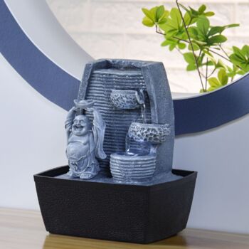 Fontaine d'Intérieur - Rieur - Statuette Bouddha Amovible - Accessoire Déco Zen - Lumière Led Colorée - Idée Cadeau 5