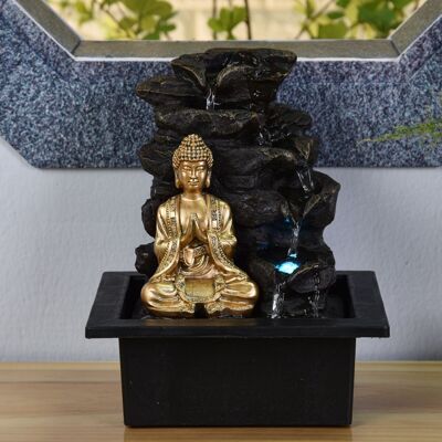 Zimmerbrunnen – Shira – Buddha-Dekoration – farbiges LED-Licht – Deko-Geschenk-Inspiration – Zen-Atmosphäre