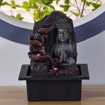 Fontaine d'Intérieur - Spiritualité - Décoration Bouddha Zen - Lumière Led Colorée - Idée Cadeau Déco 3