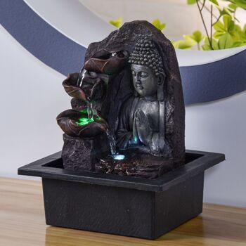 Fontaine d'Intérieur - Spiritualité - Décoration Bouddha Zen - Lumière Led Colorée - Idée Cadeau Déco 4