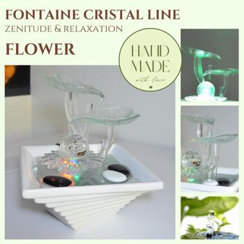 Fontaine d'Intérieur - Flower - Cristal Line en Verre et Céramique - Décoration Méditation - Lumière Blanche - Idée Cadeau Déco 5