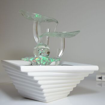 Fontaine d'Intérieur - Flower - Cristal Line en Verre et Céramique - Décoration Méditation - Lumière Blanche - Idée Cadeau Déco 6