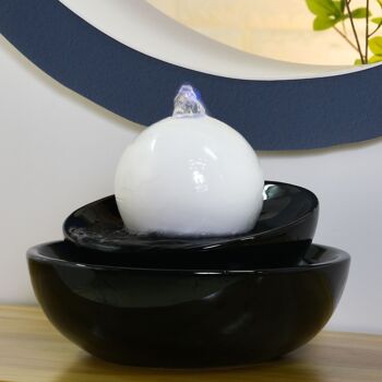 Fontaine d'Intérieur - Zen Flow - Cristal Line en Céramique Noire et Blanche - Cadeau Déco - Ambiance Zen et Relaxante 3