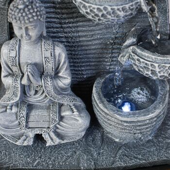 Fontaine d'Intérieur - Sagesse - Lumière Led Colorée - Ecoulement en Cascade - Statuette Bouddha Amovible - Accessoire Déco Zen 6