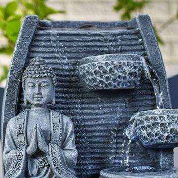 Fontaine d'Intérieur - Sagesse - Lumière Led Colorée - Ecoulement en Cascade - Statuette Bouddha Amovible - Accessoire Déco Zen 7