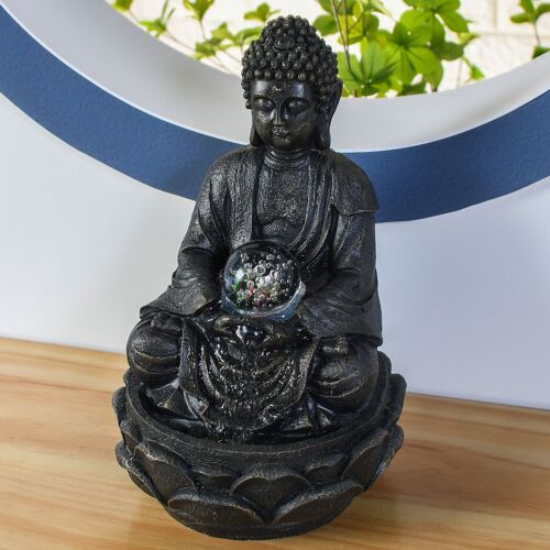 Fontaine d'Intérieur - Bouddha Méditation - Lumière Led Grand Bouddha - Idée Décoration Cadeau - Sobre et Design