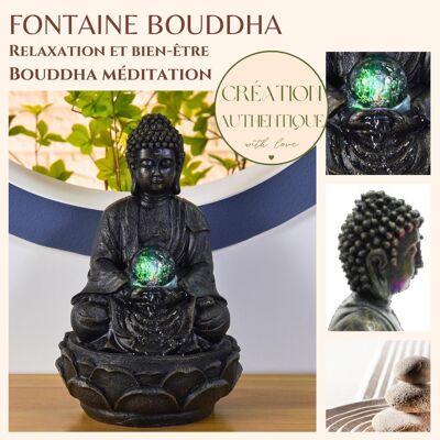 Fuente de interior - Meditación de Buda - Gran luz LED de Buda - Idea de decoración de regalo - Sobrio y diseño
