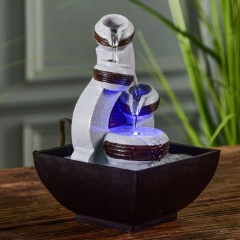 Fontaine d'Intérieur - Kara - Ecoulement en Cascade - Lumière Led Colorée - Idée Cadeau Décoration - Petit Modèle 4