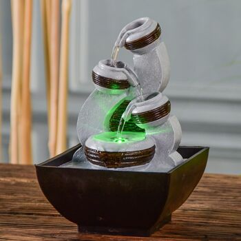 Fontaine d'Intérieur - Kara - Ecoulement en Cascade - Lumière Led Colorée - Idée Cadeau Décoration - Petit Modèle 6