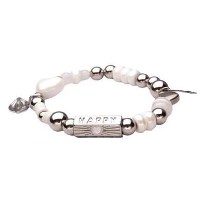 Bracciale LizzyMae in acciaio inossidabile con ciondolo in argento bianco
