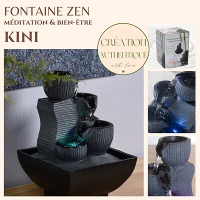 Fontaine d'Intérieur - Kini - Lumière Led Colorée - Ecoulement d'Eau Cascade - Idée Cadeau Décoration