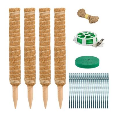 WOODENFURN Juego de 4 palitos de coco de 40 cm con accesorios