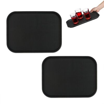 Lot de 2 plateaux de service WOODENFURN en noir